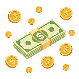 卡通金钱财富插画