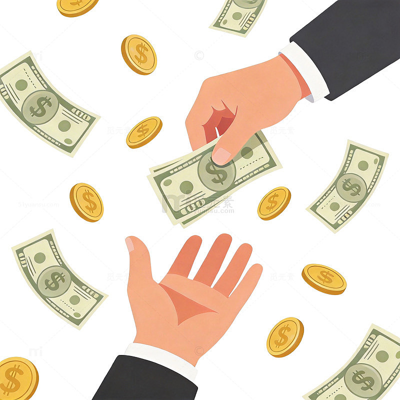 商务交易金钱互动插画