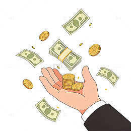 卡通金钱雨收入插画