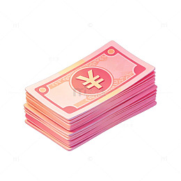 卡通纸币叠放设计素材
