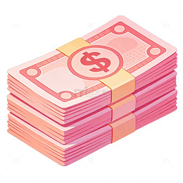 卡通风金钱堆叠插画