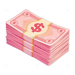 粉色纸币堆叠插画