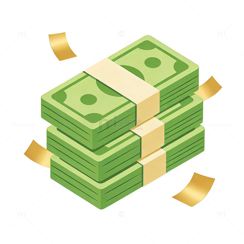 卡通金钱堆叠插画