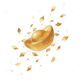 金帽金币飘散插画