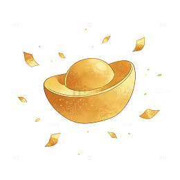 金色元宝财富插画