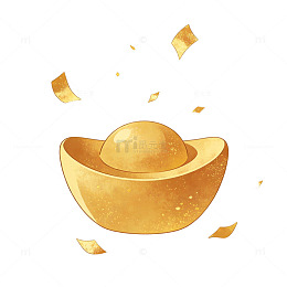 金元宝金币好运财富插画