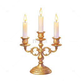 古典烛台金色烛光插画