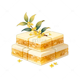 水彩风桂花糕美食插画设计素材