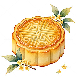 水彩风中秋节月饼插画素材
