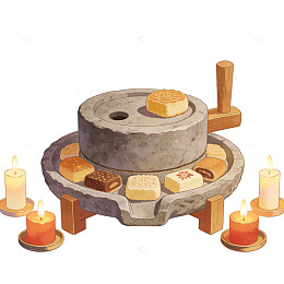中秋月饼石磨插画