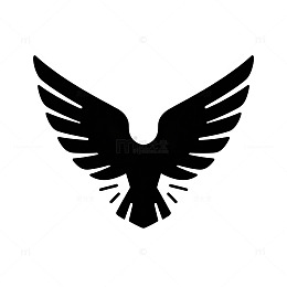 简约黑色鹰展翅标志设计