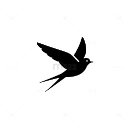 简约黑白飞鸟剪影图标设计