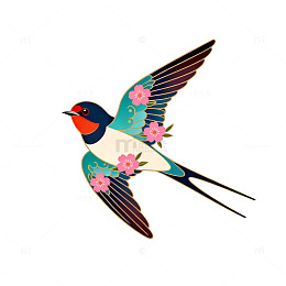 花鸟图艺术插画设计元素