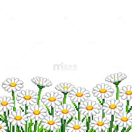 像素风格雏菊插画背景设计素材