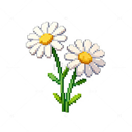 像素风雏菊插画设计素材