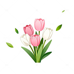 郁金香插画风格矢量图素材