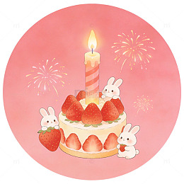 可爱卡通生日蛋糕插画素材