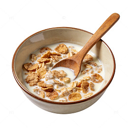 简约早餐牛奶麦片碗图