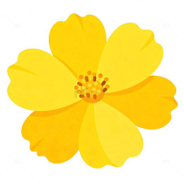 卡通风格黄花花朵矢量图
