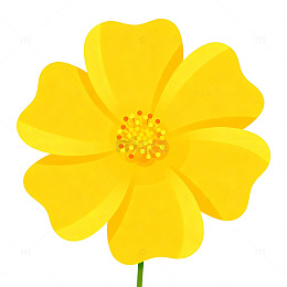 卡通风格黄花花朵插画素材
