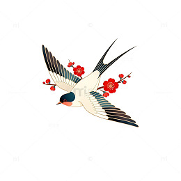 燕子梅花卡通矢量图
