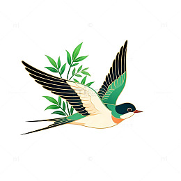 燕子插画清新自然图案设计素材