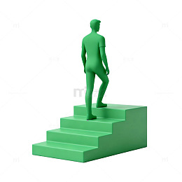 绿色人物攀登阶梯图