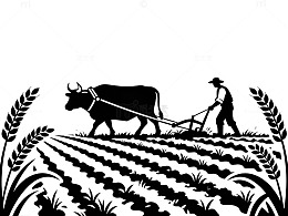 农耕图案黑白剪影