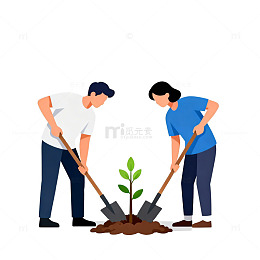 植树活动插画素材