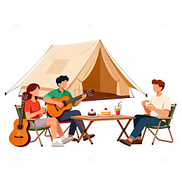 户外野餐露营插画
