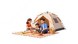 野餐家庭休闲卡通插画