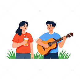 卡通休闲娱乐插画设计素材