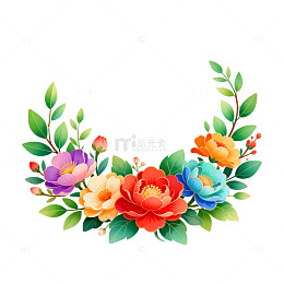 水彩花卉花环装饰画