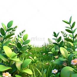 清新绿植花园插画设计素材