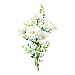 水彩风白色花卉插画