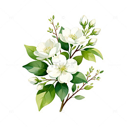 清新白花香插画花卉装饰素材