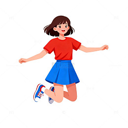 卡通少女跳跃插图