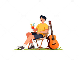 卡通风休闲生活插画