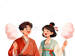 古风汉服棉花糖插画