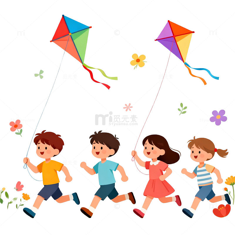 童趣风筝插画