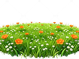 卡通风鲜花草地背景图