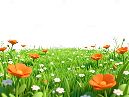 卡通草地鲜花场景设计图