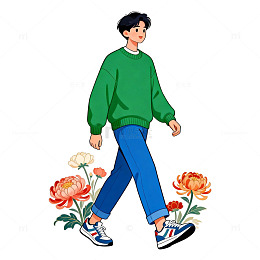 青春活力插画人物设计素材