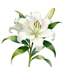 百合花手绘插画设计素材