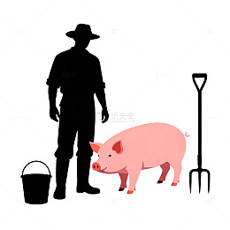 农场剪影卡通插画