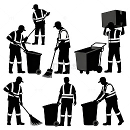 清洁工人剪影矢量素材