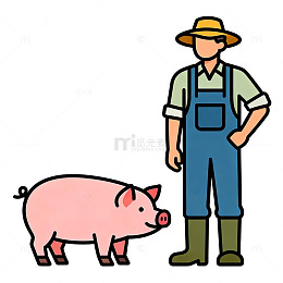 卡通农场人物小猪插图