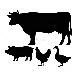 农场动物剪影矢量素材