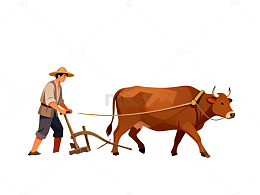 农耕田园风光插画