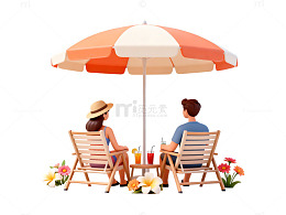 夏日海滩度假插画